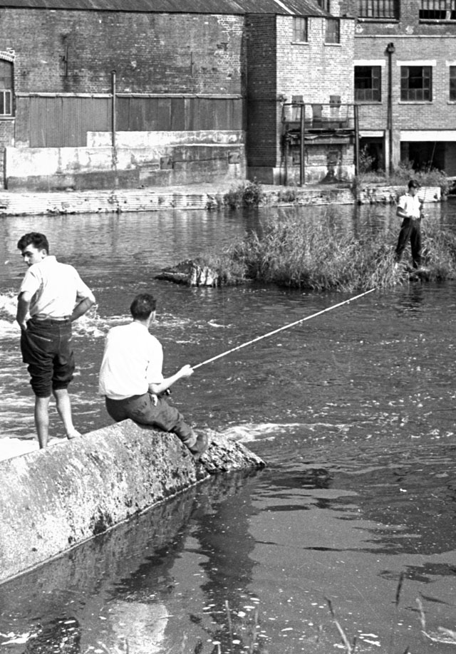 Image of boys fishing on Exeter Quay